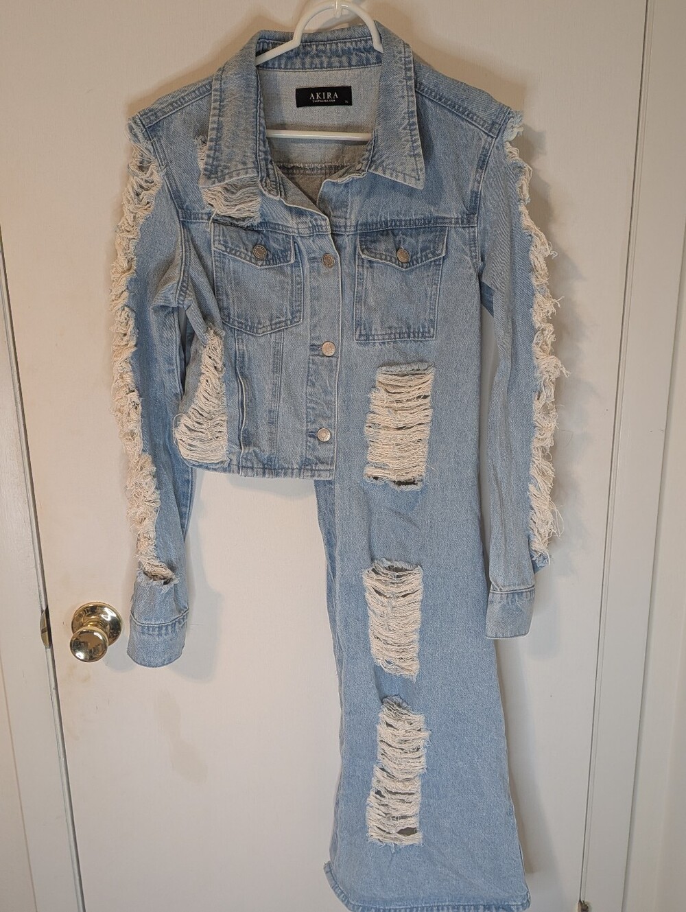 AKIRA Hi-Lo Distressed Denim Jacket